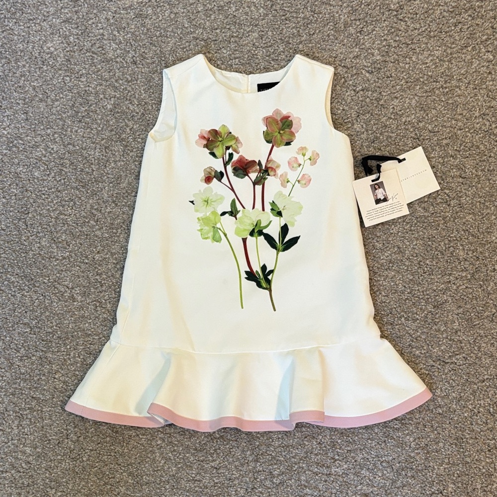 Victoria Beckham 2T girls Floral Dress - White and Pink NEW with tags